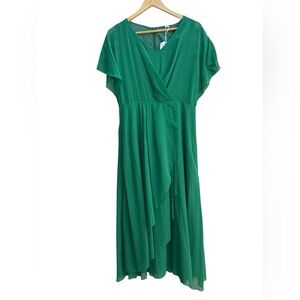 Women's Georgia Faux-Wrap Maxi Dress with High-Low Hem Size Large NWT